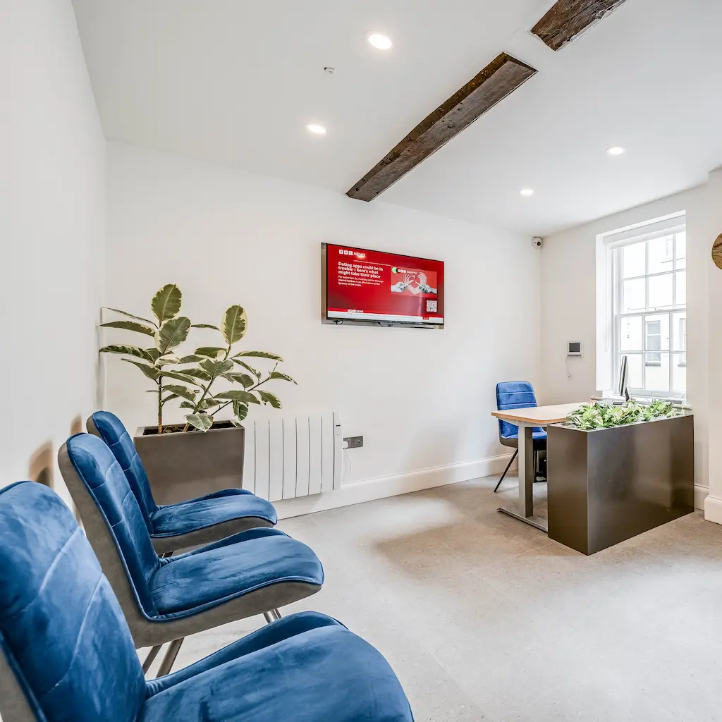 Relaxing in recovery area after IV iron infusion at The Iron Infusion Centre