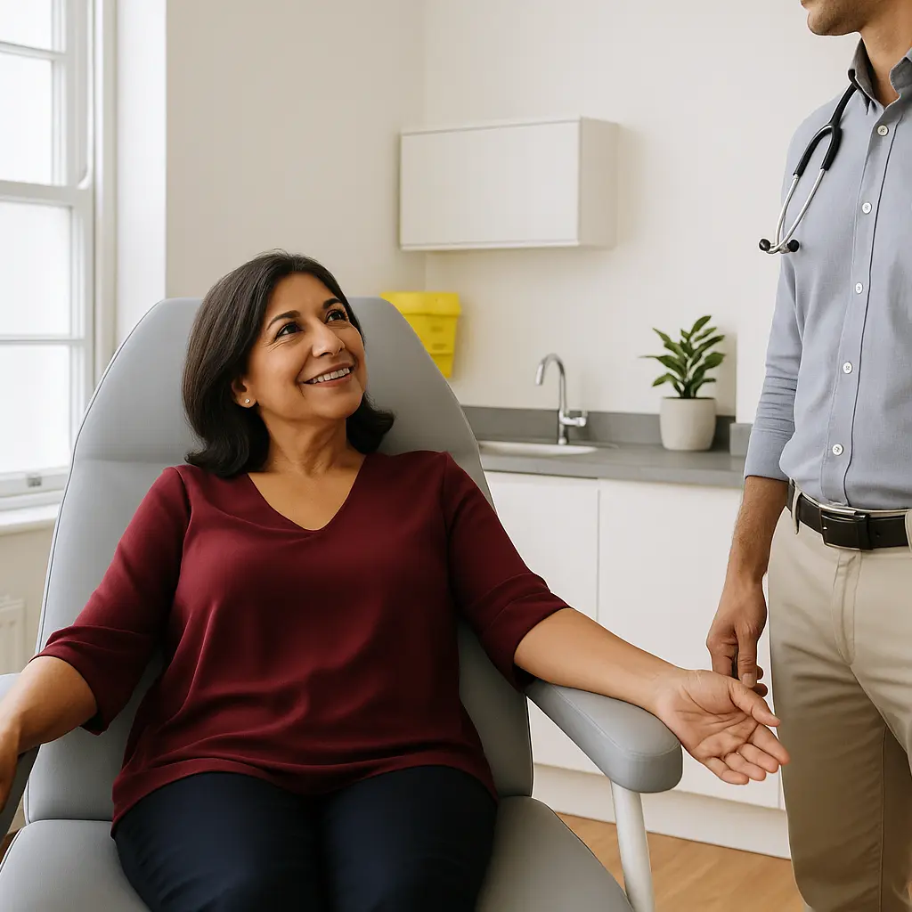 Patient receiving IV iron infusion under doctor supervision at The Iron Infusion Centre